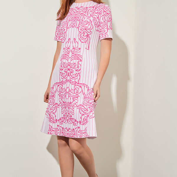 Knee-Length A-Line Dress - Jacquard Soft Knit | Ming Wang Knits