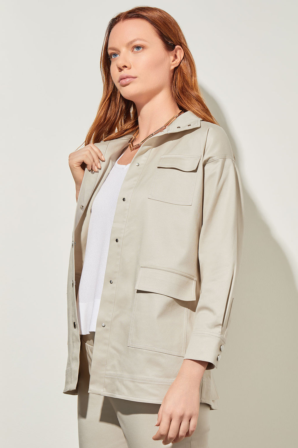 Plus Size Safari Jacket - Stretch Cotton Tencel