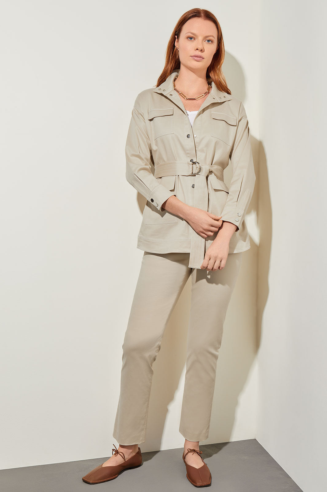 Plus Size Safari Jacket - Stretch Cotton Tencel | Ming Wang