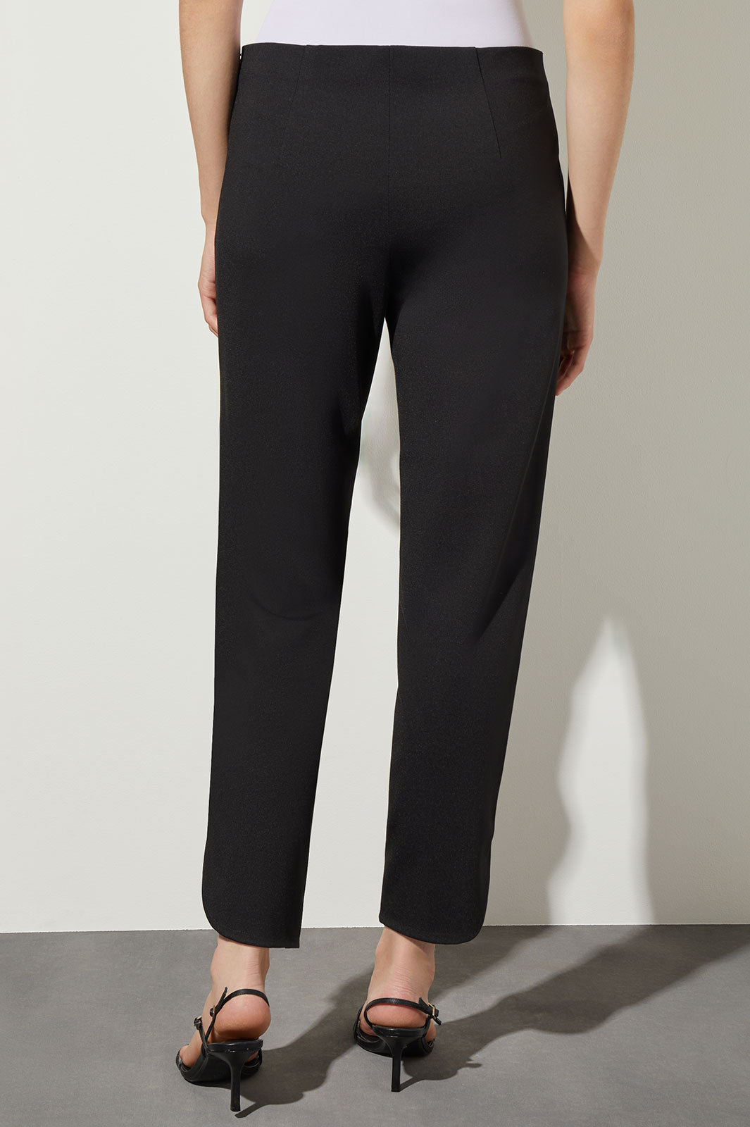 Straight-Leg Ankle Pant - Stretch Ponte with Tulip Hem | Ming Wang