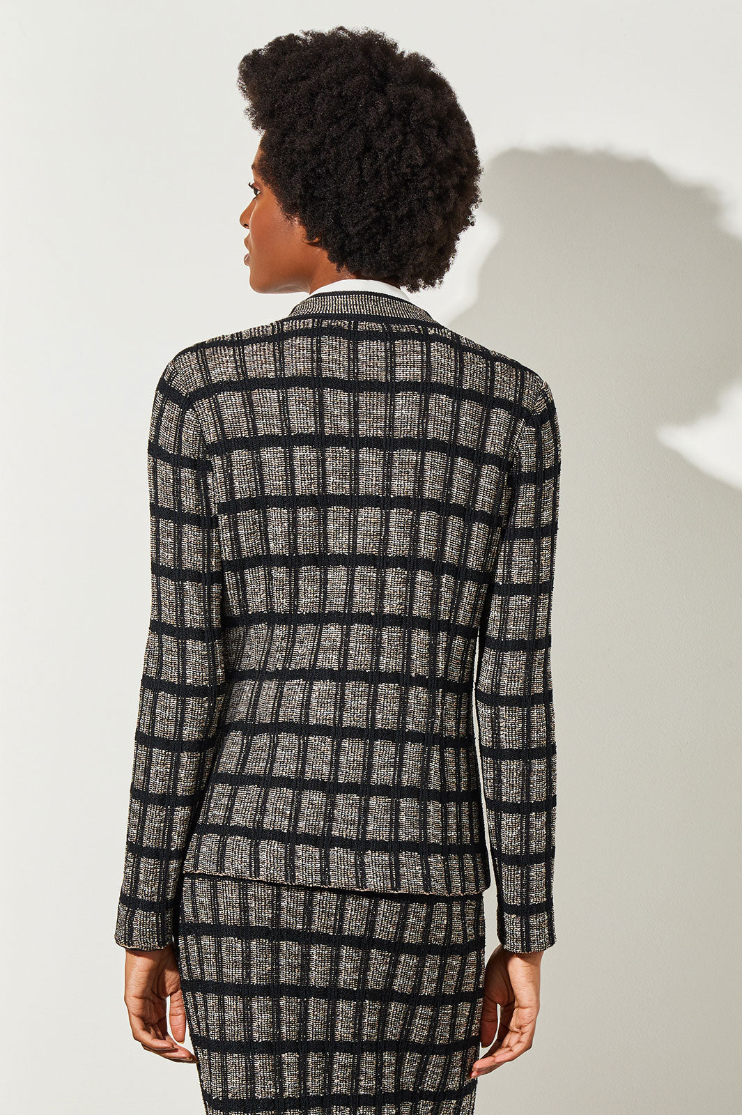 Check Tweed Tailored Knit Blazer