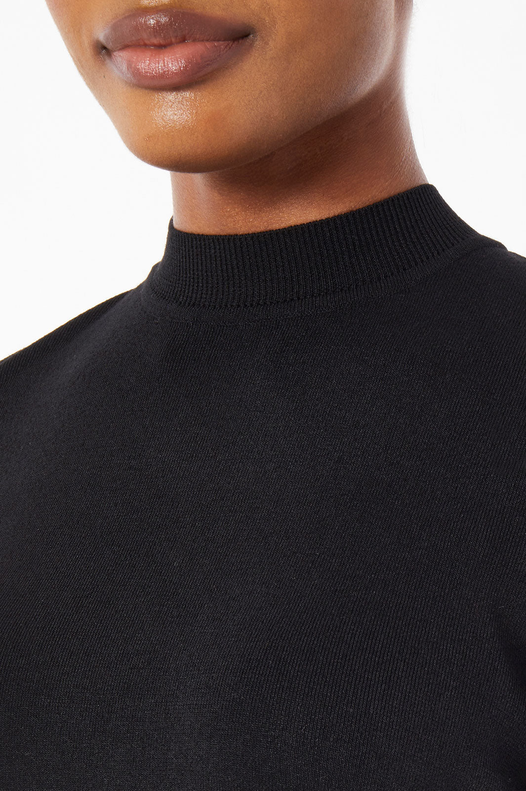 Mock Neck Soft Knit Tunic, Black