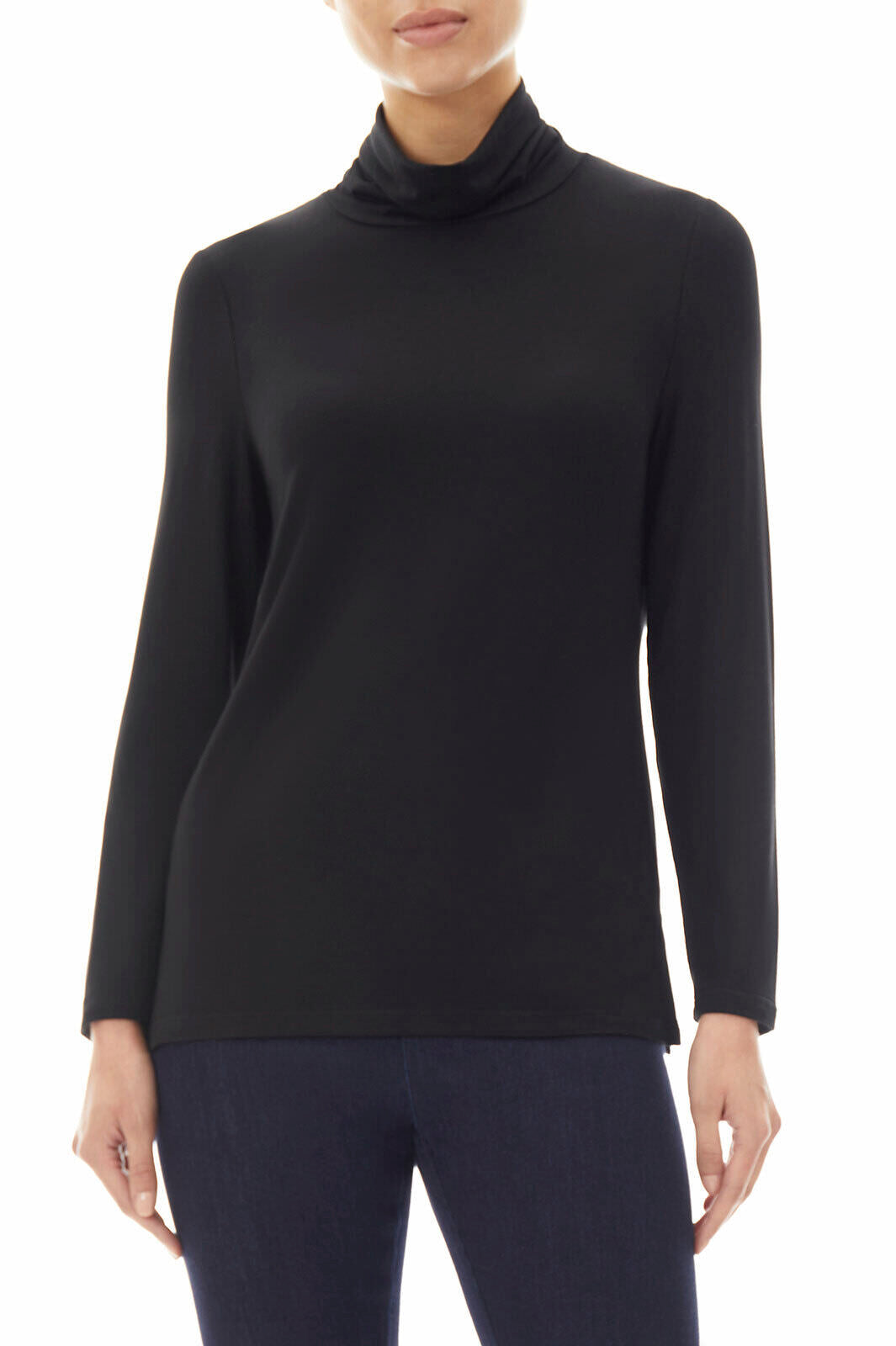 Jersey Long Sleeve Turtleneck Sweater